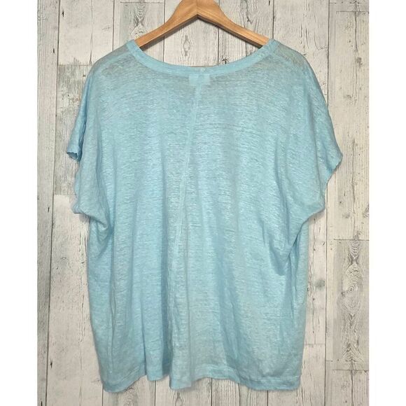 J. Jill Love Linen Slub Knit Oversized 100% Linen Tee T-Shirt Scalloped Sleeve D - Picture 3 of 8